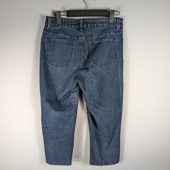 NYDJ 8 Lift Tuck Jeans Women Blue Stretch Denim Straight Leg Sculpting 32x21 - Picture 2 of 5